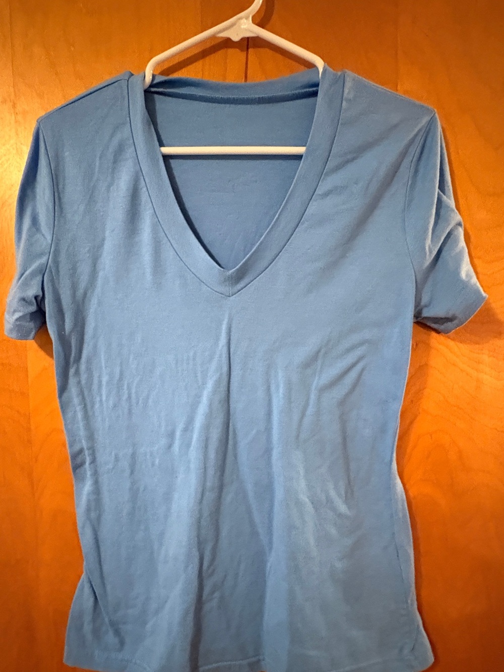 Light Blue V-Neck Women's Top